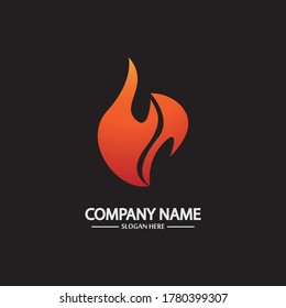 Abstract Fire Flame logo template on black background. Corporate branding identity