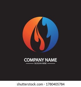 Abstract Fire Flame logo template on black background. Corporate branding identity