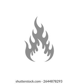 Abstract Fire Flame Symbol in Gray on White Background Isolated