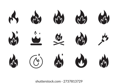 Abstract fire flame vector icon set. Campfire icon design concepts. Clipart design set. Fire flames icon set. Burning hot. bright fireball, heat wildfire red hot bonfire, campfire, red fiery flames 