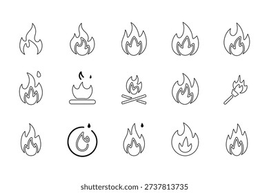 Abstract fire flame vector icon set. Campfire icon design concepts. Clipart design set. Fire flames icon set. Burning hot. bright fireball, heat wildfire red hot bonfire, campfire, red fiery flames 