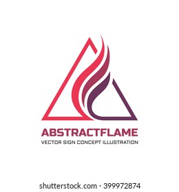 Abstract fire flame vector logo template concept illustration for business company. Triangle sign. Design element. 