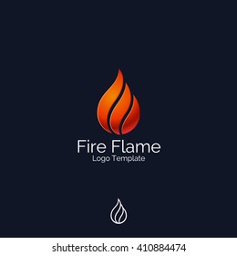 Abstract Fire Flame Wings logo template on dark background. Corporate branding identity