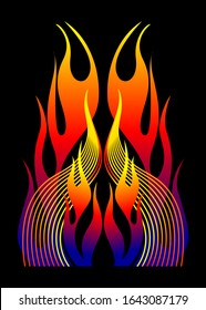Abstract Fire Flames Colorful Design Vector On Black Background