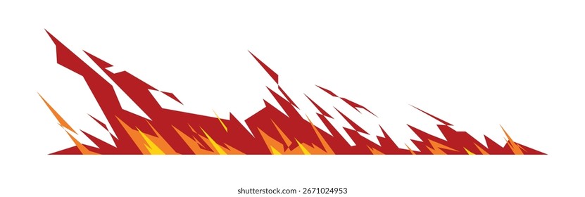 Abstract fire flames isolated on white background. Geometric, sharp edges. Colorful flat vector illustration.