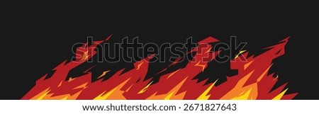 Abstract fire flames isolated on white background. Geometric, sharp edges. Colorful flat vector illustration.