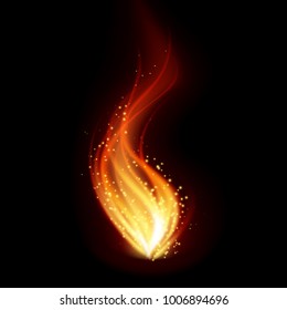 Abstract fire flames on black background. Graphic concept for your design
