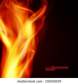 Abstract Fire Flames On A Black Background. Colorful Vector Illustration Eps10