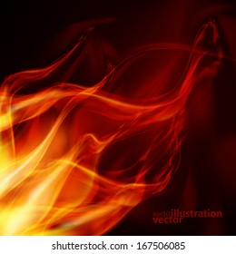 Abstract fire flames on a black background. Colorful vector illustration eps10