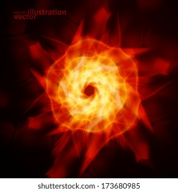 Abstract fire flames on a black background. Colorful vector illustration eps10