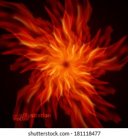 Abstract fire flames on a black background. Colorful vector illustration eps10