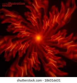 Abstract fire flames on a black background. Colorful vector illustration eps10