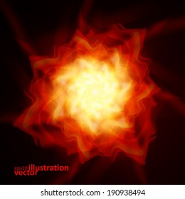 Abstract fire flames on a black background. Colorful vector illustration eps10