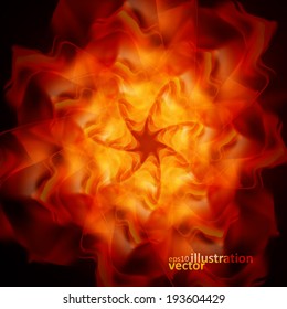 Abstract fire flames on a black background. Colorful vector illustration eps10