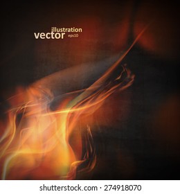 Abstract fire flames on a black background. Colorful vector illustration eps10