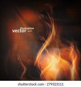 Abstract fire flames on a black background. Colorful vector illustration eps10