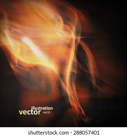 Abstract fire flames on a black background. Colorful vector illustration eps10