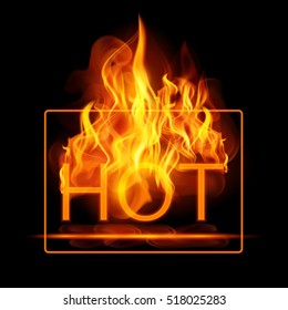 Abstract fire flames vector background. Illustration Hot Fire with glowing text in flames. EPS 10