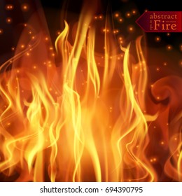 Abstract fire flames vector background. Illustration Hot Fire with glowing text in flames. EPS 10