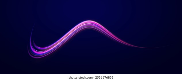 Abstract fire flare trace lens flares acceleration speed motion on night road. Acceleration speed motion on night road.  Colorful Light Trails, Long Time Exposure Motion Blur Effect. 