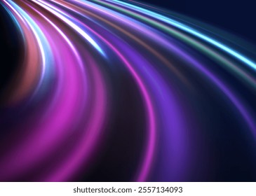 Abstract fire flare trace lens flares acceleration speed motion on night road. Acceleration speed motion on night road. Motion Blur Effect. 
