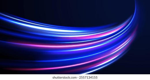 Abstract fire flare trace lens flares acceleration speed motion on night road. Acceleration speed motion on night road. Colorful Light Trails, Long Time Exposure Motion Blur Effect. 