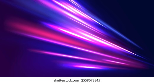 Abstract fire flare trace lens flares acceleration speed motion on night road. Acceleration speed motion on night road. Motion Blur Effect. 