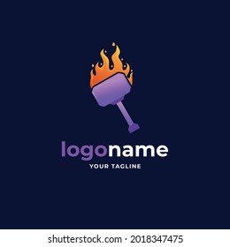 logotipo minimalista de gradiente de martillo de incendio abstracto