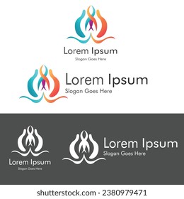 Abstract fire and hand logo design concept. Vector eps file