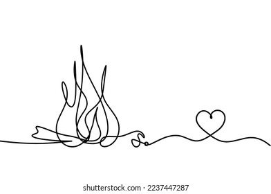 Resumen de fuego con corazón como dibujo de fondo blanco. Vector