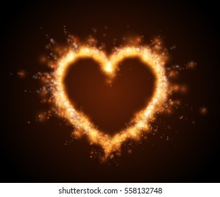 Abstract fire heart . Vector illustration
