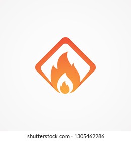 Abstract fire icon concept design shaped square emblem. Creative design fire with orange color. Vector illustration EPS.8 EPS.10