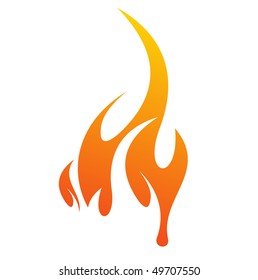 abstract fire icon with white background, vector illustration