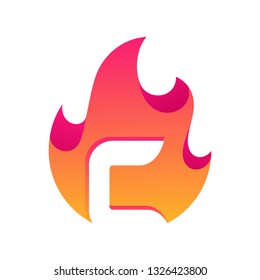 Abstract Fire Letter C Design Vector Template. Suitable for Creative Industry, Multimedia, entertainment, Educations, Shop, and any related business