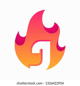 Abstract Fire Letter J Design Vector Template. Suitable for Creative Industry, Multimedia, entertainment, Educations, Shop, and any related business