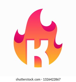 Abstract Fire Letter K Design Vector Template. Suitable for Creative Industry, Multimedia, entertainment, Educations, Shop, and any related business