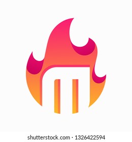 Abstract Fire Letter M Design Vector Template. Suitable for Creative Industry, Multimedia, entertainment, Educations, Shop, and any related business