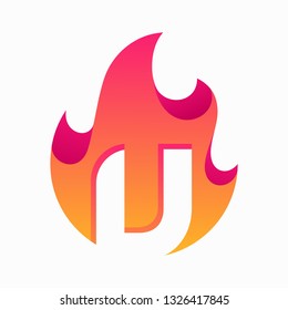 Abstract Fire Letter U Design Vector Template. Suitable for Creative Industry, Multimedia, entertainment, Educations, Shop, and any related business