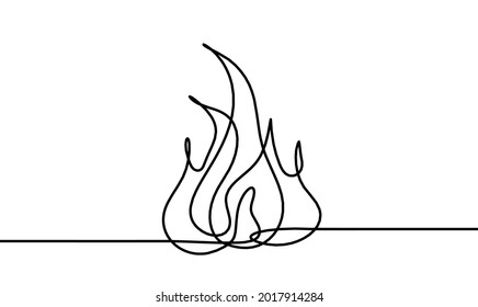Resumen del fuego como dibujo de líneas sobre fondo blanco. Vector