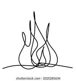 Resumen del fuego como dibujo de líneas sobre fondo blanco. Vector