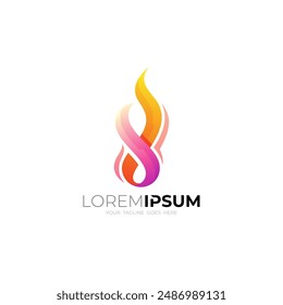Abstract fire logo and 3d colorful design, red color