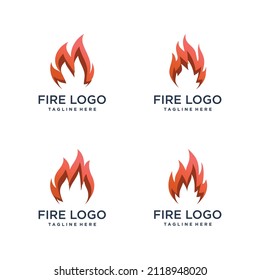 Colección de logotipo de incendio abstracto Vector Premium