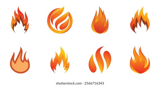 Abstract fire logo collection Premium Vector