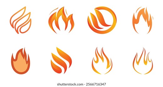 Abstract fire logo collection Premium Vector