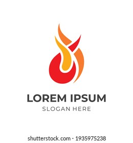 abstract fire logo design with flat red and yellow color style