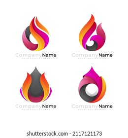 Abstract fire logo template, Flame logo design illustration