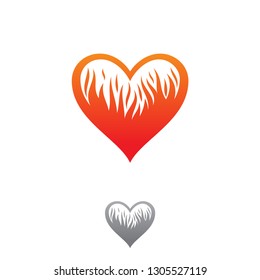 Abstract fire love icon symbol for graphic and web design. Heart icon isolated on white background. Vector illustration EPS.8 EPS.10