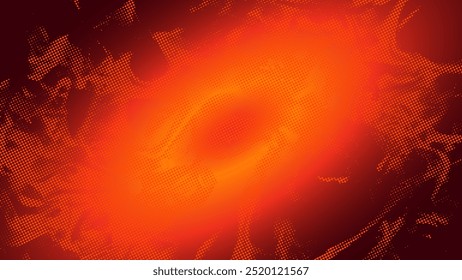 abstract fire orange background with halftone dots and space for text