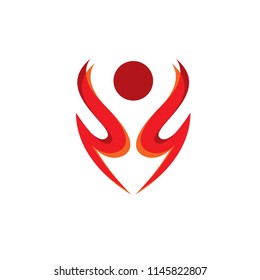 abstract fire people logo vector