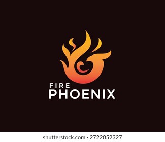 Logotipo Abstractas del fénix del fuego, fuego circular que forma una Plantilla del diseño del logotipo de la cabeza del fénix